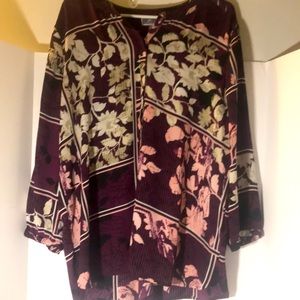 JM Collection cottagecore floral long sleeve top s xl button purple pink…